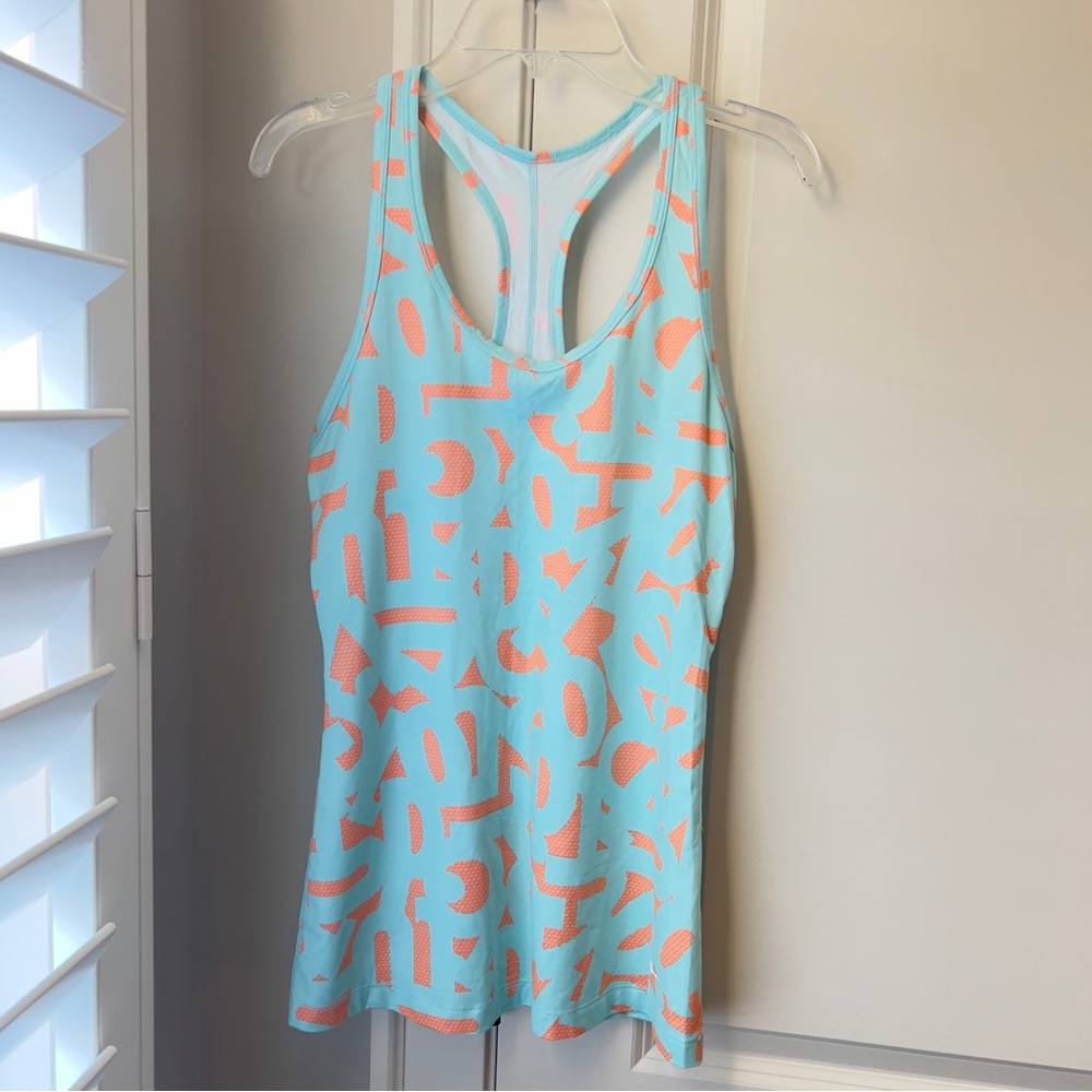Nike DRI-FIT Razorback Tank Top Aqua Orange Workout Shirt Women's Size Small